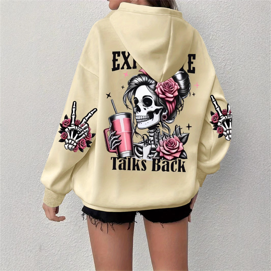 Long-sleeve Sweatshirt With Skull And Letter Print