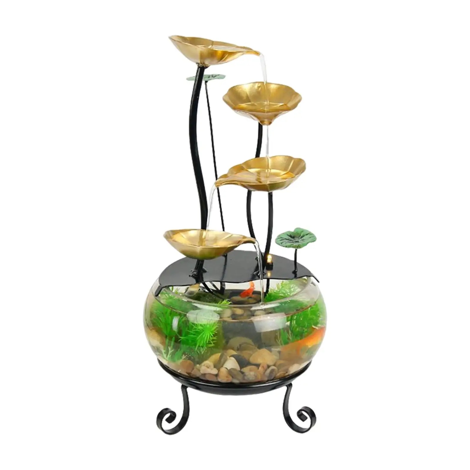 Desktop Home Glass Fish Tank Fortune Flowing Water