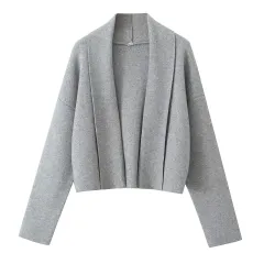 Fashionable All-matching Scarf Collar Knitted Cardigan Shawl - Dark Grey - View 1