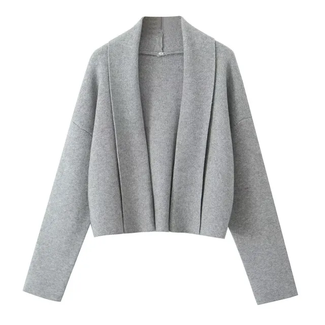 Fashionable All matching Scarf Collar Knitted Cardigan Shawl Dark Gray - Shop at LoveMi