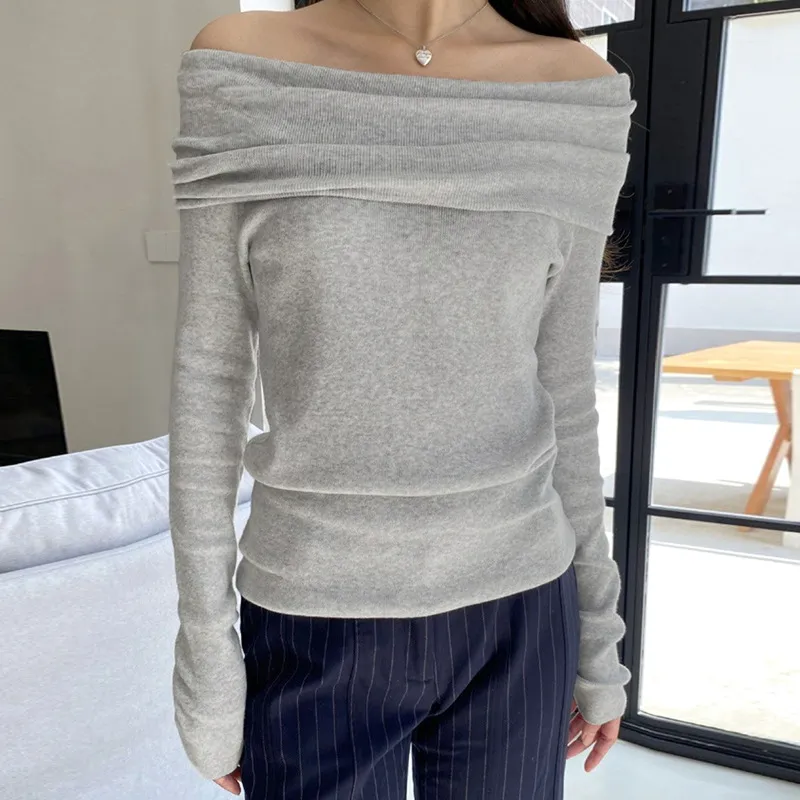 Solid Color Simple Knitting Top For Women
