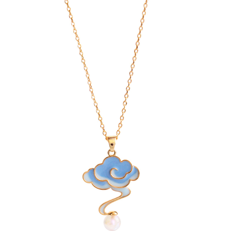 New Chinese Style Classical Auspicious Cloud Element Enamel Drop Glaze Earrings Necklace Set