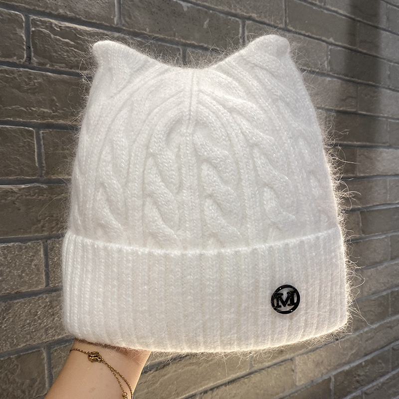 Cute Cat-ear Knitted Wool Warm Hat Versatile Face-slimming - Image 5