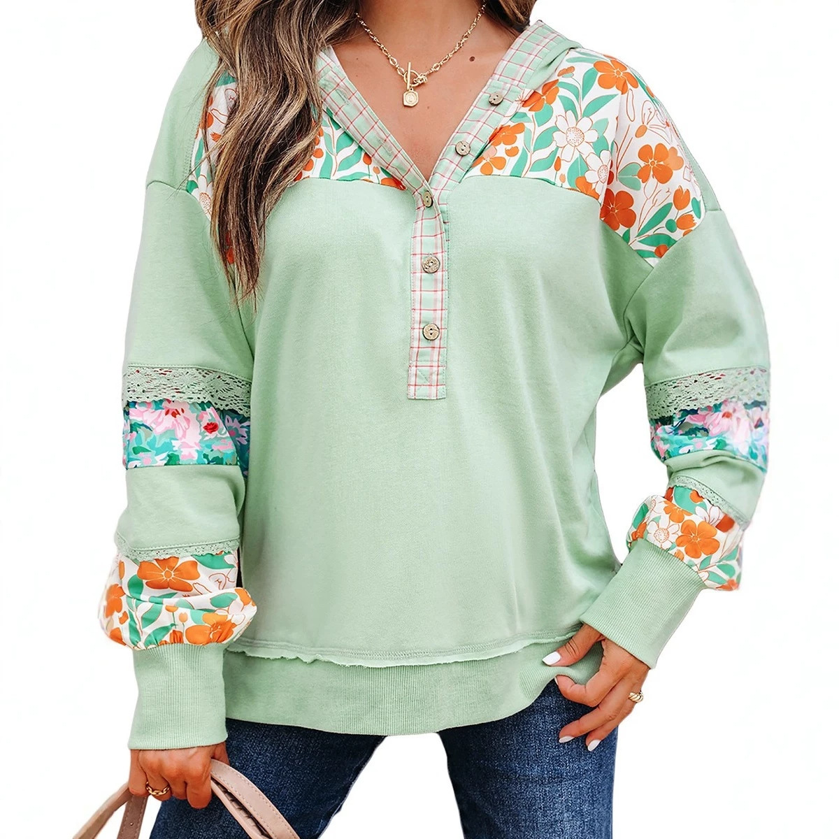 Womens Casual New Hooded Long-sleeve Top