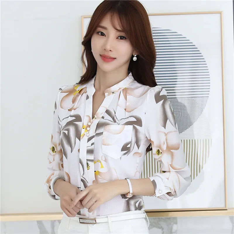 Women's Korean-style Long-sleeved Chiffon Shirt - White