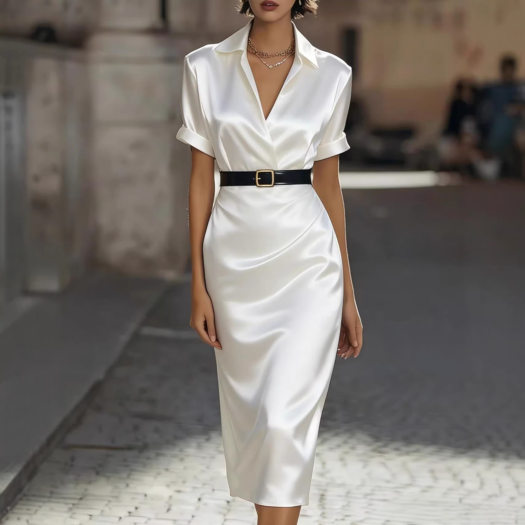 Women's Slim-fit Waist-cinching Dress