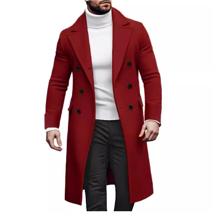 Woolen Large Overcoat Male Double-breasted Coat - Image 3