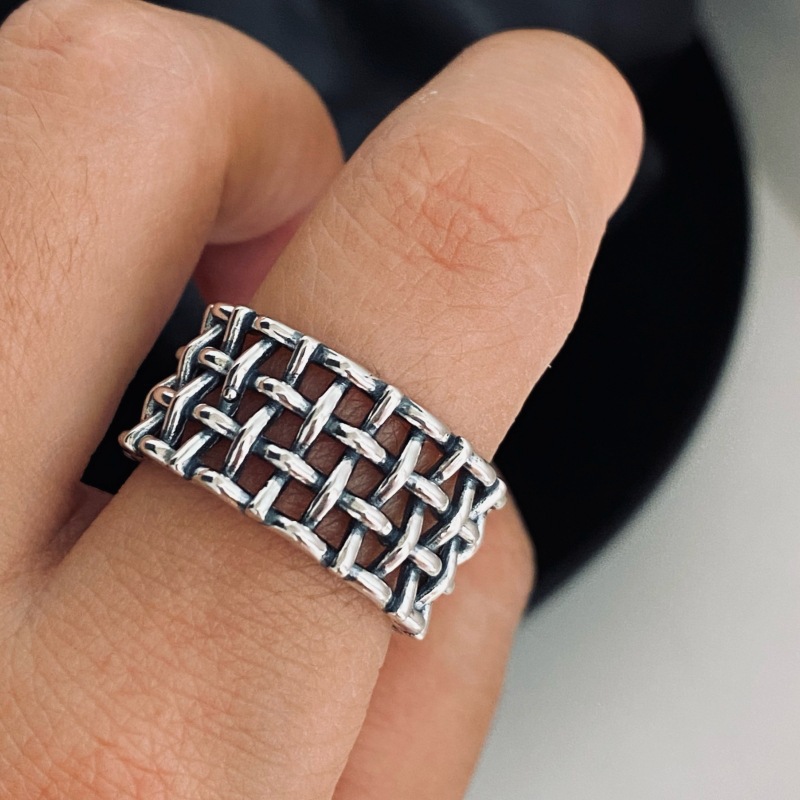 Woven Graceful Geometric Retro Simple Large Wide Cross Ring