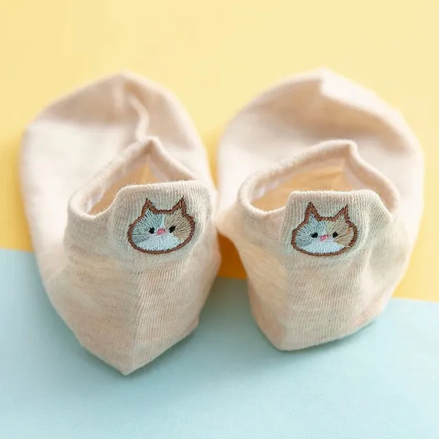 Socks Women's Socks Low Top Shallow Mouth Cotton Cute Japanese Style Cartoon Three dimensional Heel Cat Boat Socks Spring And Summer Isn Fashion ... Beige - Shop at LoveMi