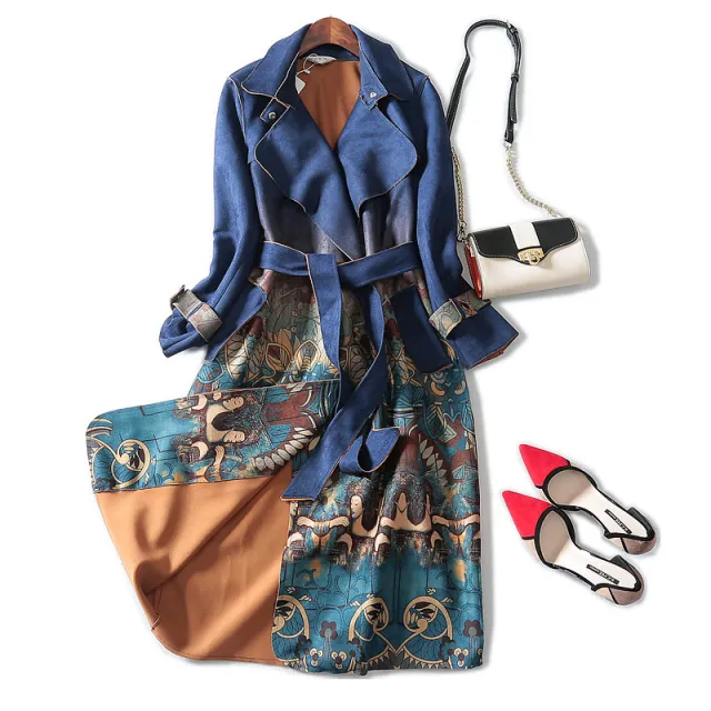 Suit Collar Deerskin Velvet Long Sleeve Plus Size Trench Coat Beauty Parrot L - Shop at LoveMi