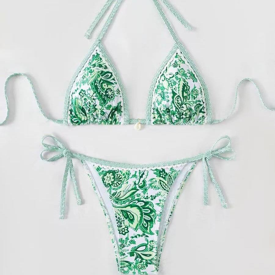 Womens Printed Two-Piece Swimsuit With Tie-Back Design