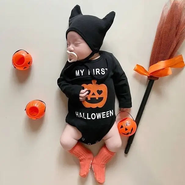 Baby's One-piece Suit Pumpkin Print Baby Romper Halloween Theme