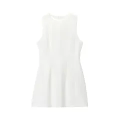 Lady Temperament Cinched Sleeveless Short Dress - White - View 1