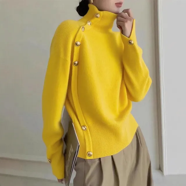 Women's Clothing Autumn And Winter Turtleneck Sweater Yellow - Shop at LoveMi