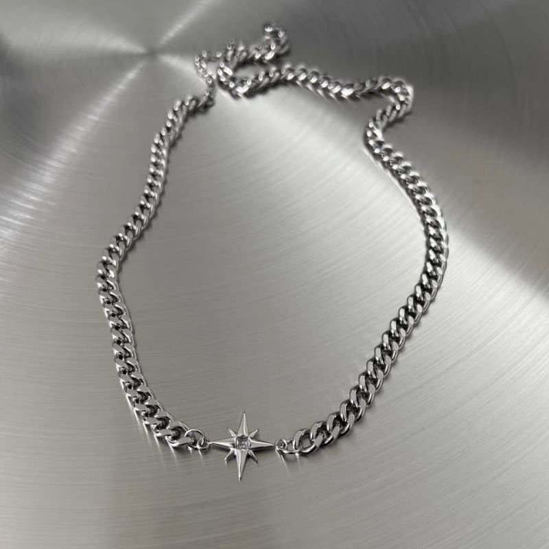 Asterism Stitching Cuban Link Chain Titanium Steel Necklace Non-fading Clavicle Chain