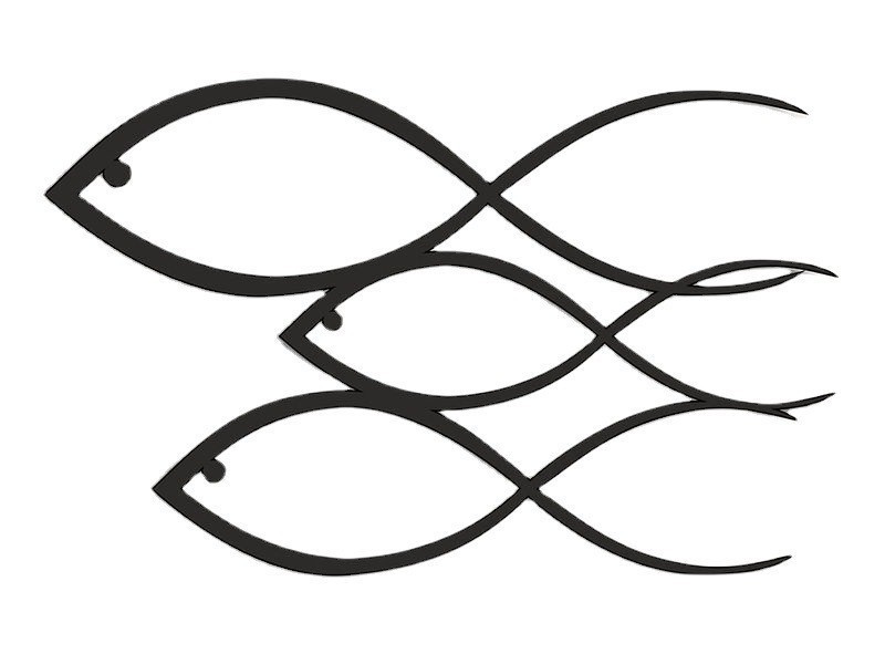 Simple Fish Drawing Metal Silhouette Ironwork Line Background Wall Art Wall Decor Craft