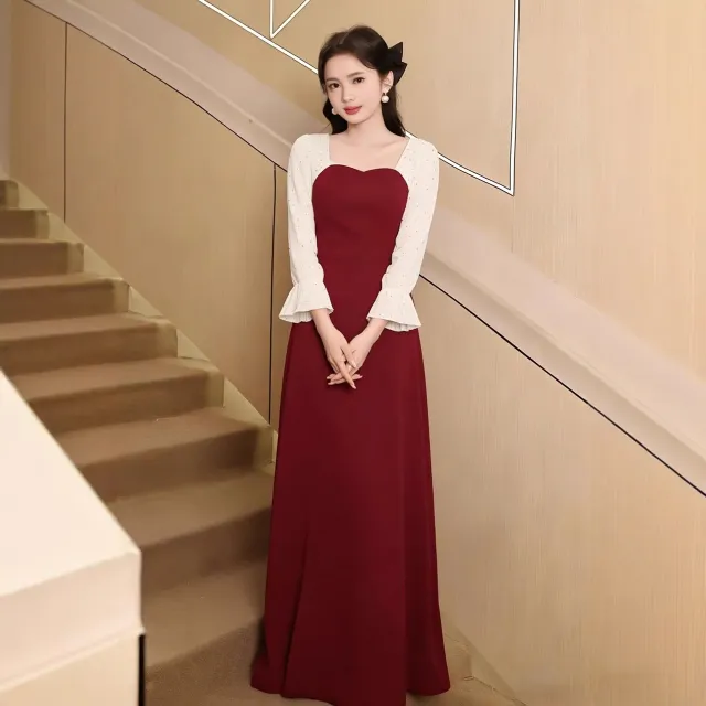Elegant Student Art Exam Hostess Long Dress Red - Shop at LoveMi