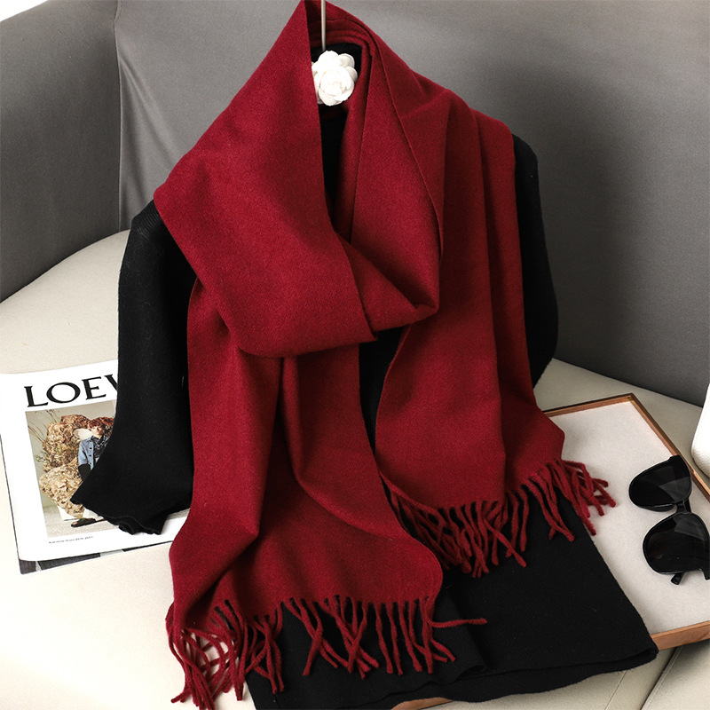 Solid Color Maillard Scarf Cashmere-like Women Warm Shawl