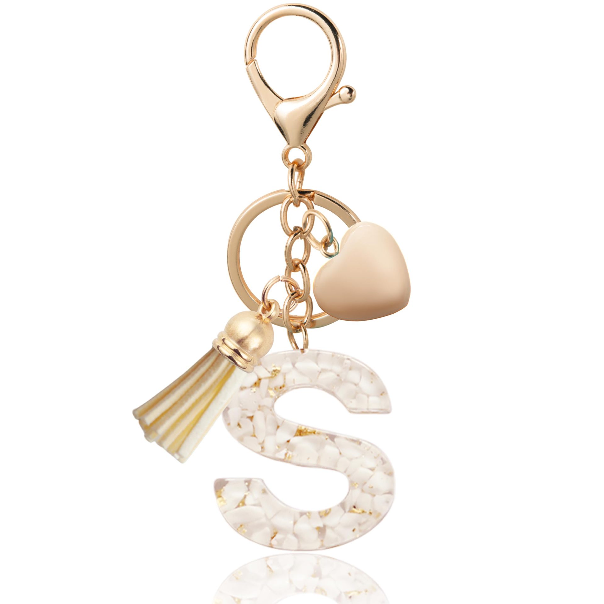 Fashionable Personalized Heart-shaped Pendant With White Shell Fragments Lettering And Tassel