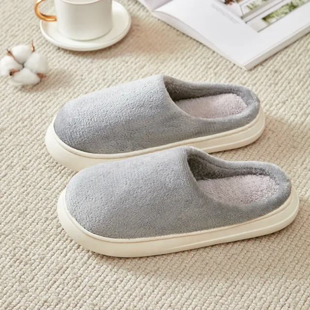 Fleece lined Thickened Cotton Slippers Platform Gray - Shop at LoveMi