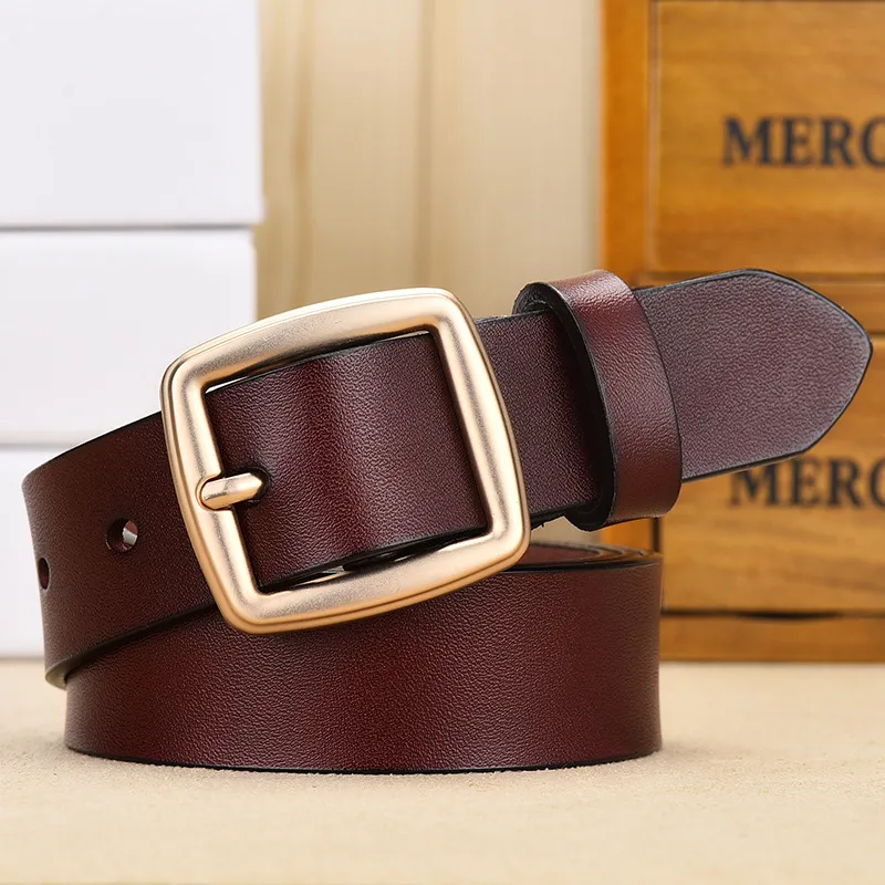 Versatile Belt Genuine Leather Women's Korean-style Simple Pin Buckle Belt - Brown
