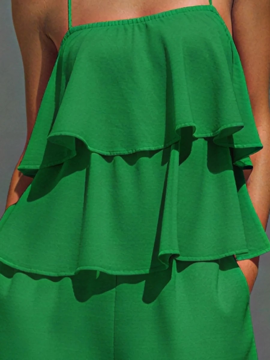 Women's Ruffle Camisole and Shorts Set – Full Outfit View