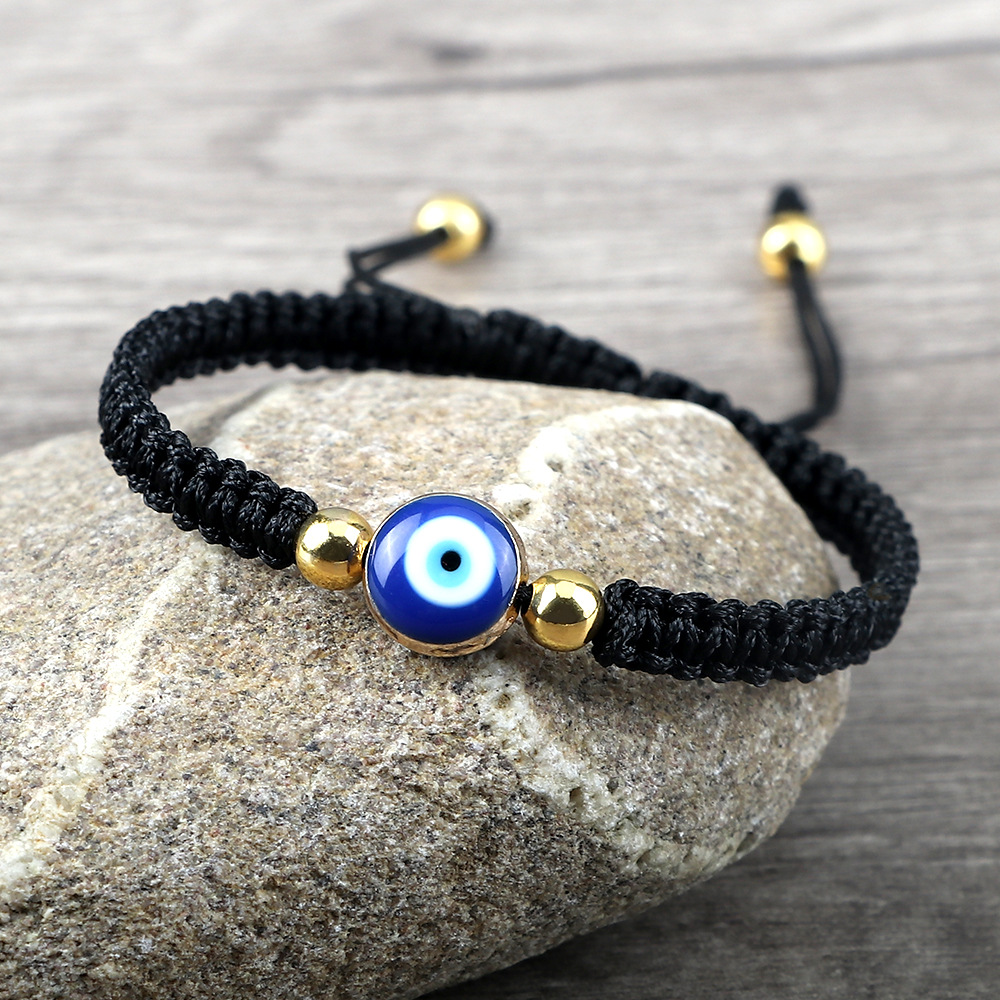 Braided Bracelet Gold And Silver Color Beads Flat Knot Carrying Strap