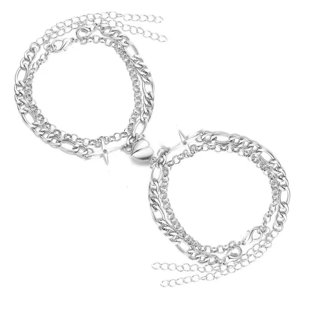 Fashion Jewelry Magnet Love Suction Bracelet Couple Valentines Day Gift Silver - Shop at LoveMi