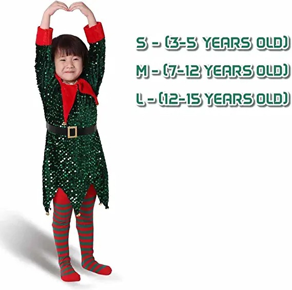 Title 9, Christmas Kids Clothes Cute Sequin Elf Costumes...