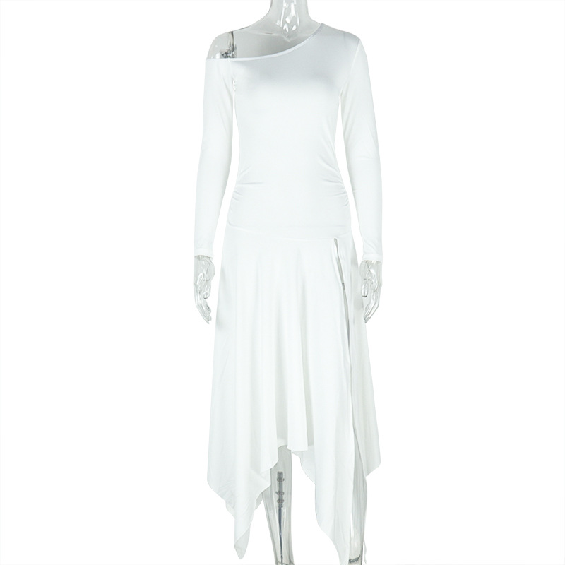 Off shoulder Long Sleeve Midi Dress White - Shop at LoveMi