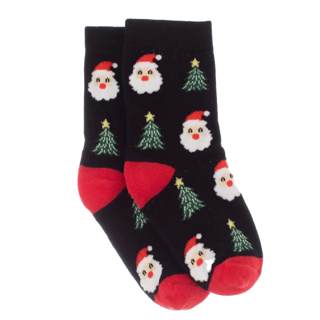 Parent Child Christmas Stockings Jacquard Medium Socks Black And Red Adult - Shop at LoveMi