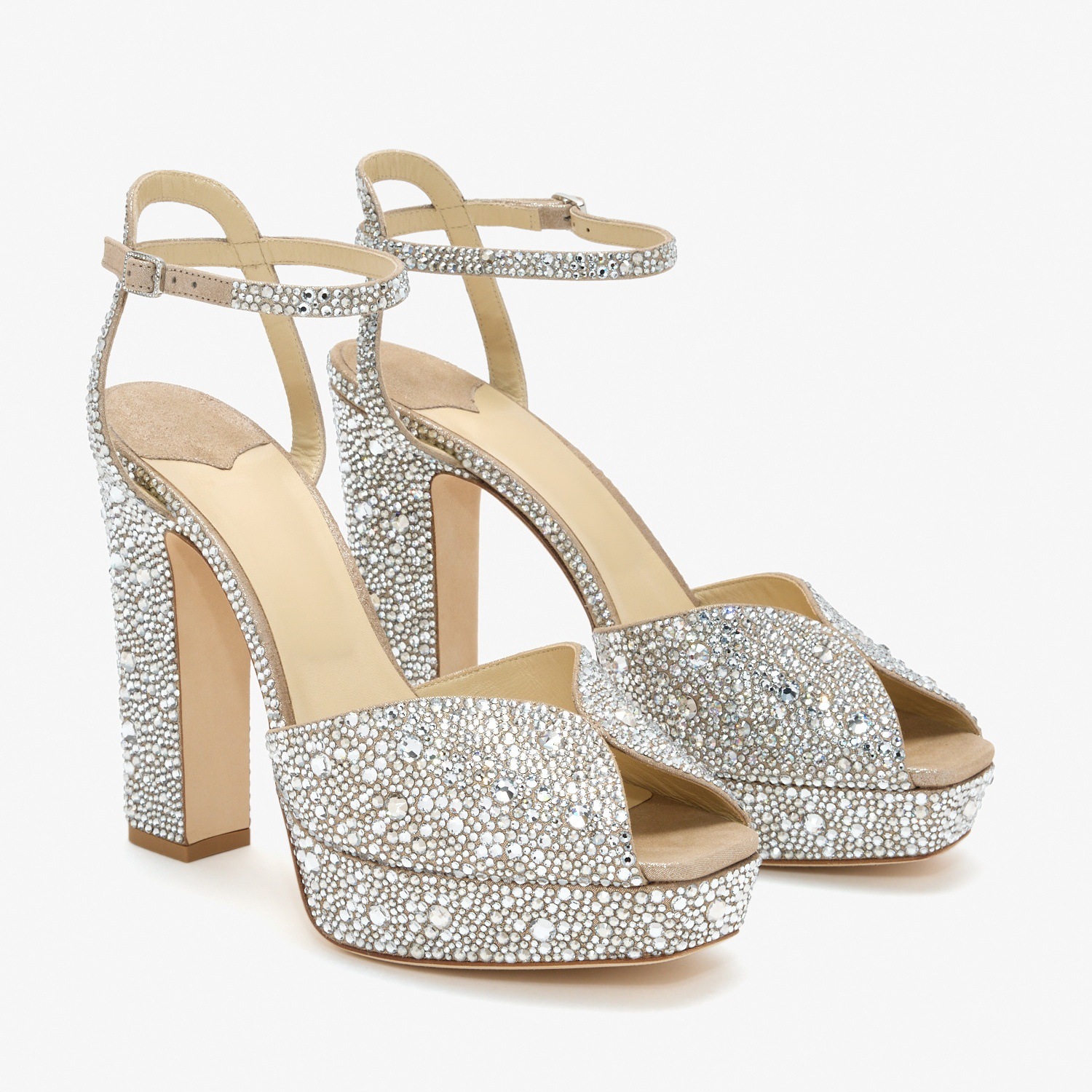 Rhinestone Peep-Toe High-Heeled Sandals, picture 3 of 6