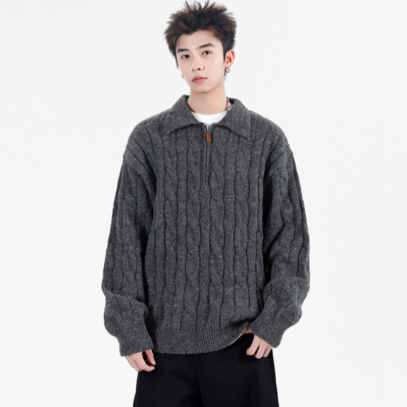 Retro Herringbone Half-zip Sweater Jacket product image