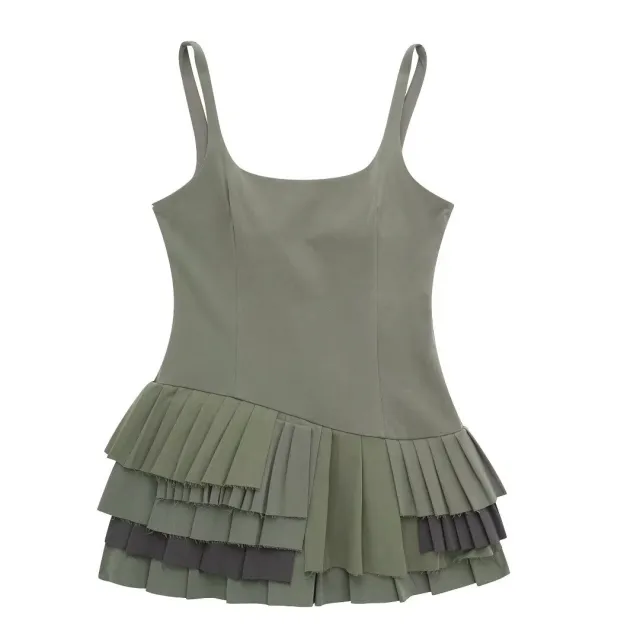 Women's Fashion U neck Sleeveless Waist Trimming Ruffles Camisole As Shown In The Figure - Shop at LoveMi