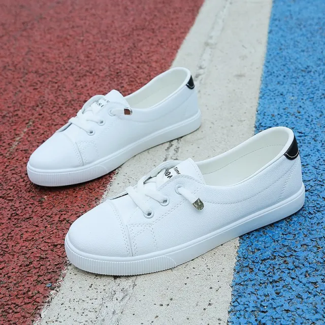 Fashion White Shoes Women's Casual Low cut Flat Shoes Black - Shop at LoveMi