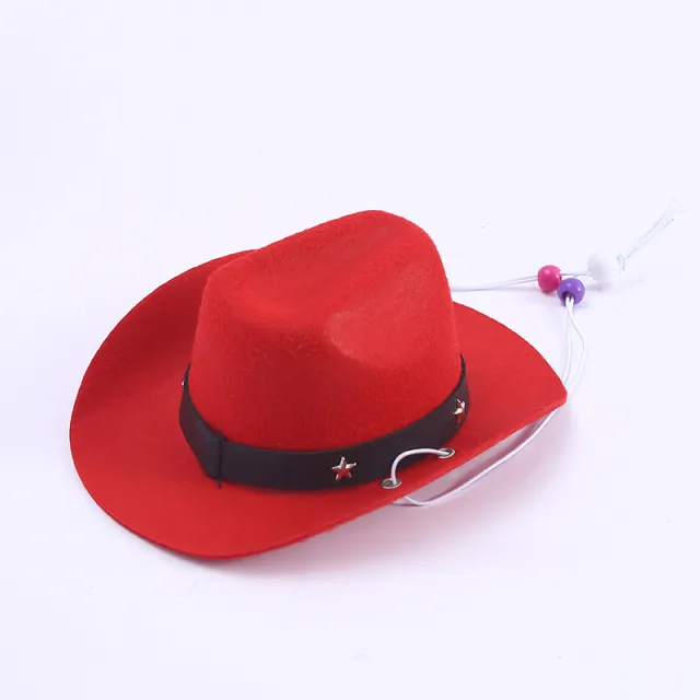 Polyester Woven Mini Hat Pet Decoration Western Cowboy Hat Red - Shop at LoveMi