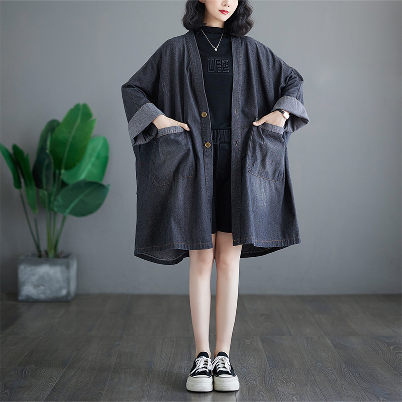 Womens Casual Vintage Loose Denim Jacket