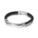 Black Leather Steel Color