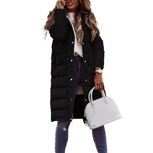 Hooded Single breasted Mid length Cotton Clothing Long Sleeve Slim Black - Shop at LoveMi