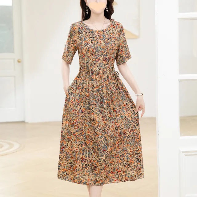 Dress Slimming Waist tight Floral Overknee Dress Loose Summer Dress 15 Color Paillette Crack - Shop at LoveMi