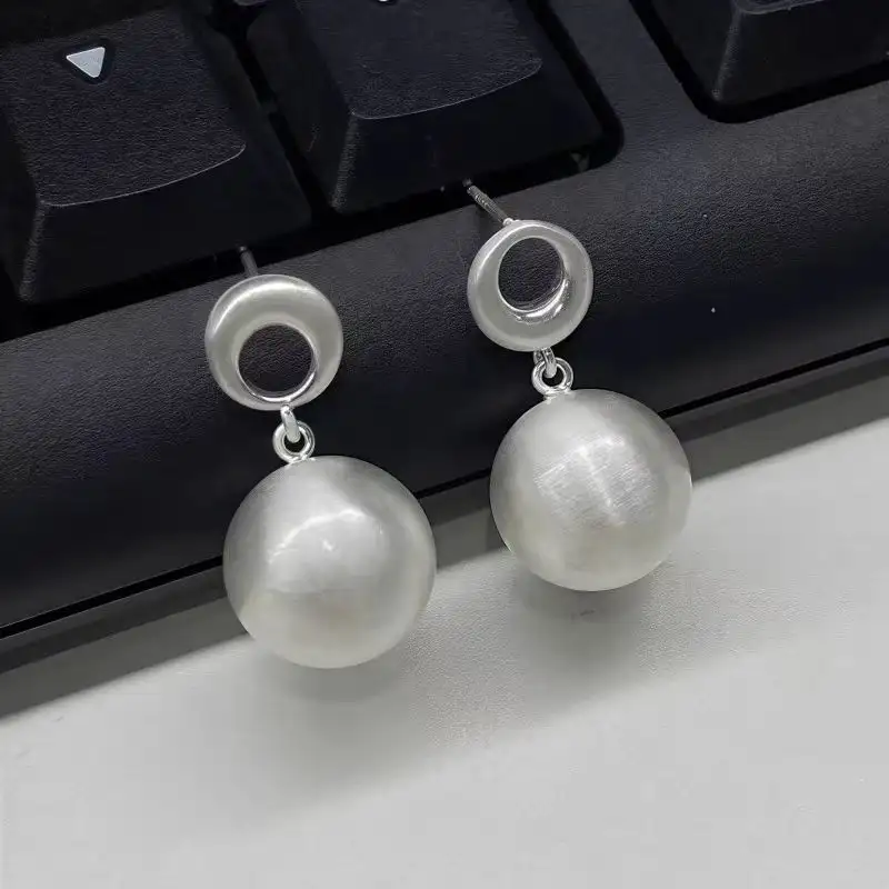 French Handmade Brushed Ball Earrings