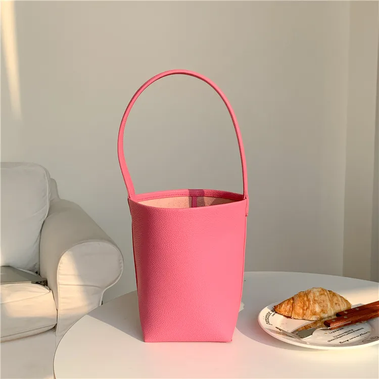 Single Shoulder Round Bag Women's Large Capacity Simple - Rose