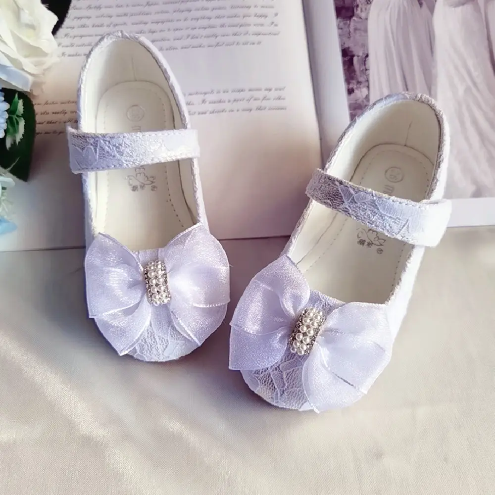 Princess Shoes Bow Lace Wedding Flower Girl