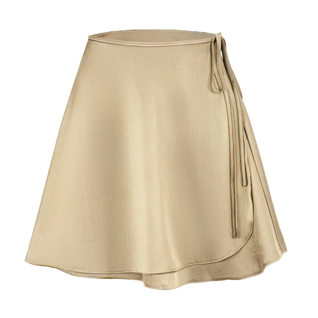 High Waist Lace up One piece A Line Skirt Champagne M - Shop at LoveMi