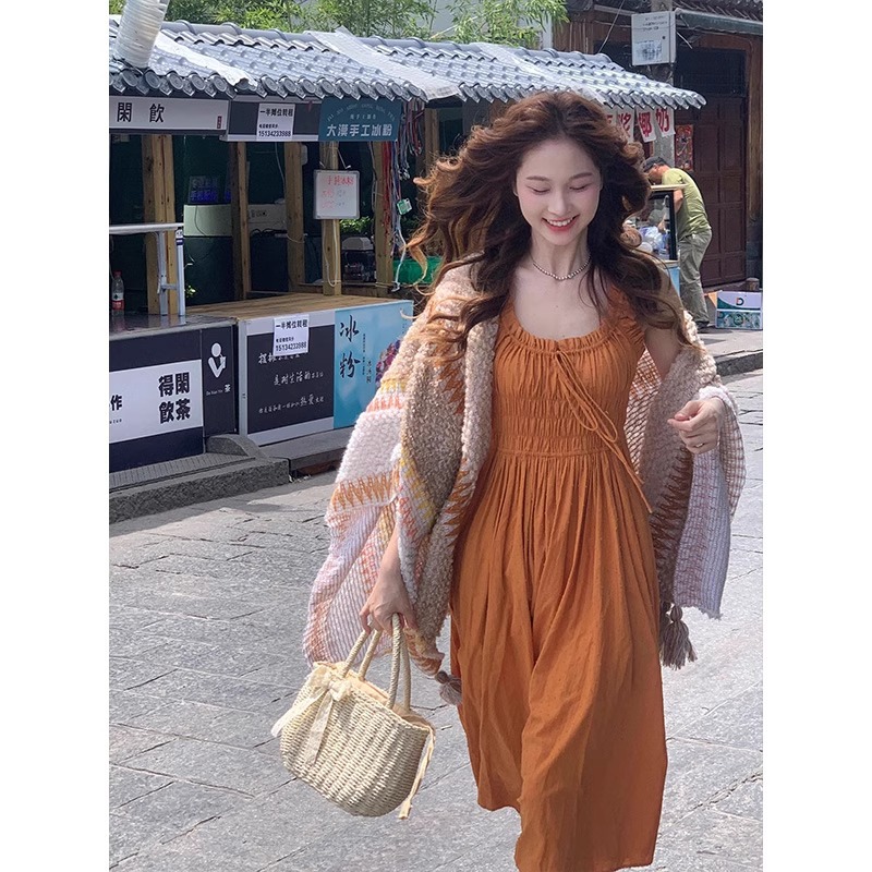 French Retro Artistic Style Sling Dress