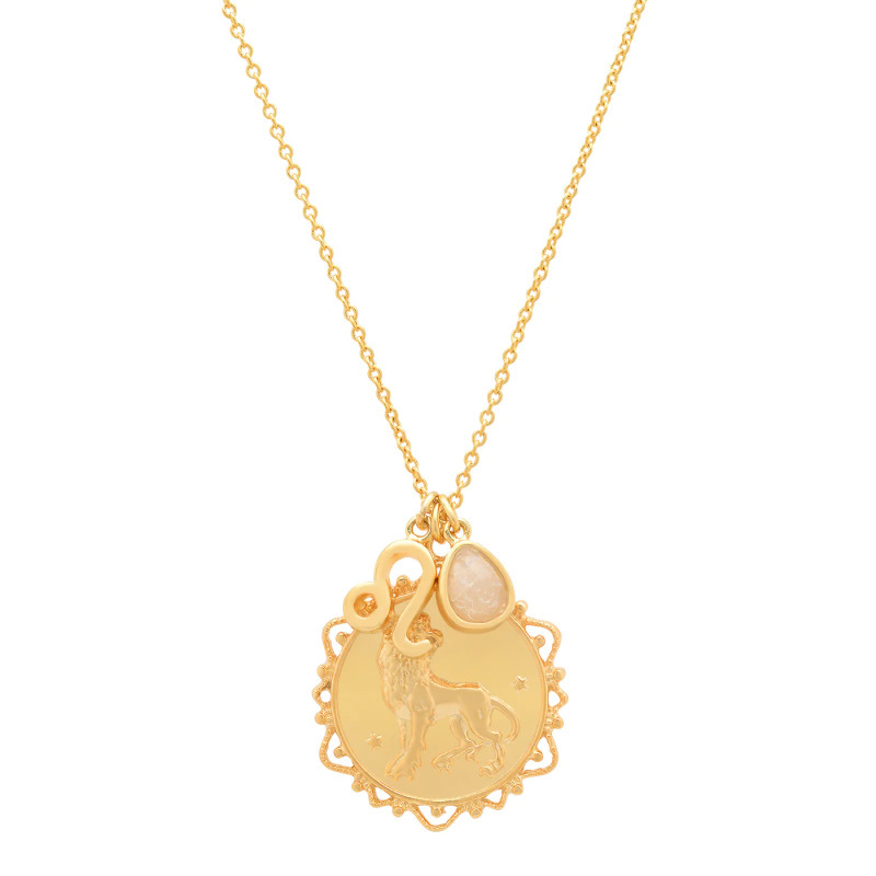 Opal Twelve Constellation Round Retro Pendant Necklace