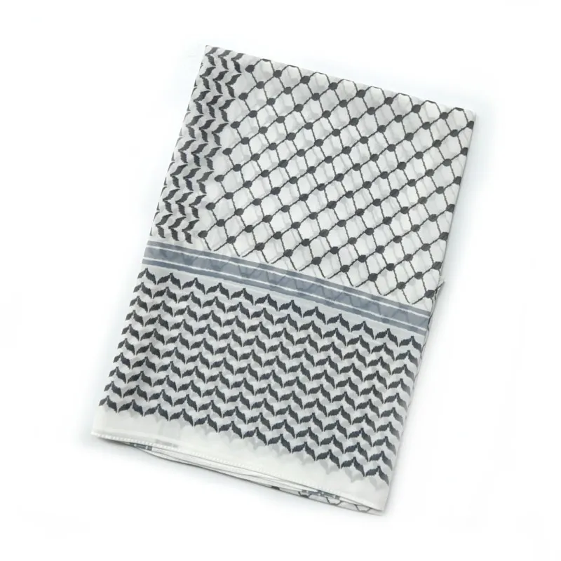 New Chiffon Printed Plaid Scarf Arabic Scarf - #3 Grey