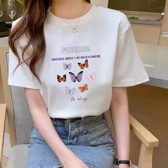 Summer New Fashion Slimming Loose White Short sleeved T shirt For Students Women 5151 - Shop at LoveMi