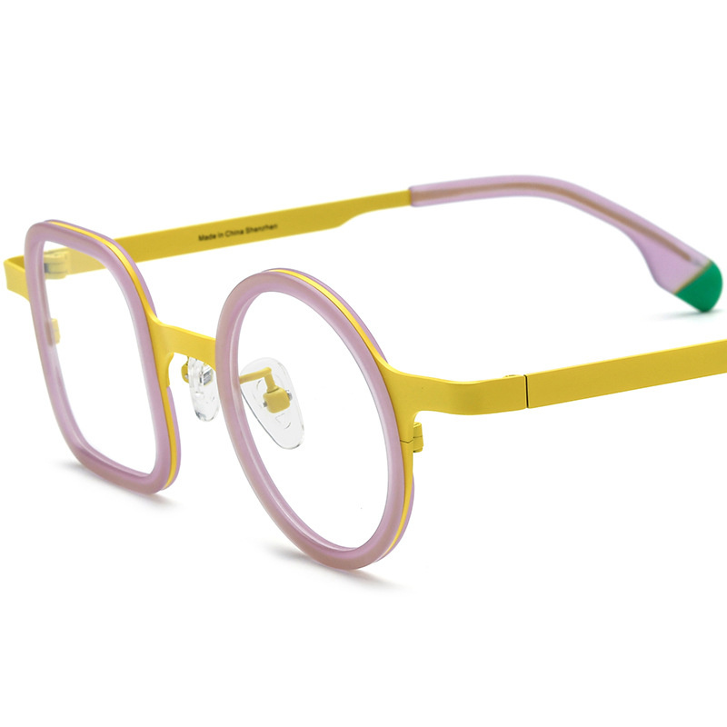 Fashion Mixed Material Titanium Eyeglass Frames, One Square And One Round, Unisex - Image 7