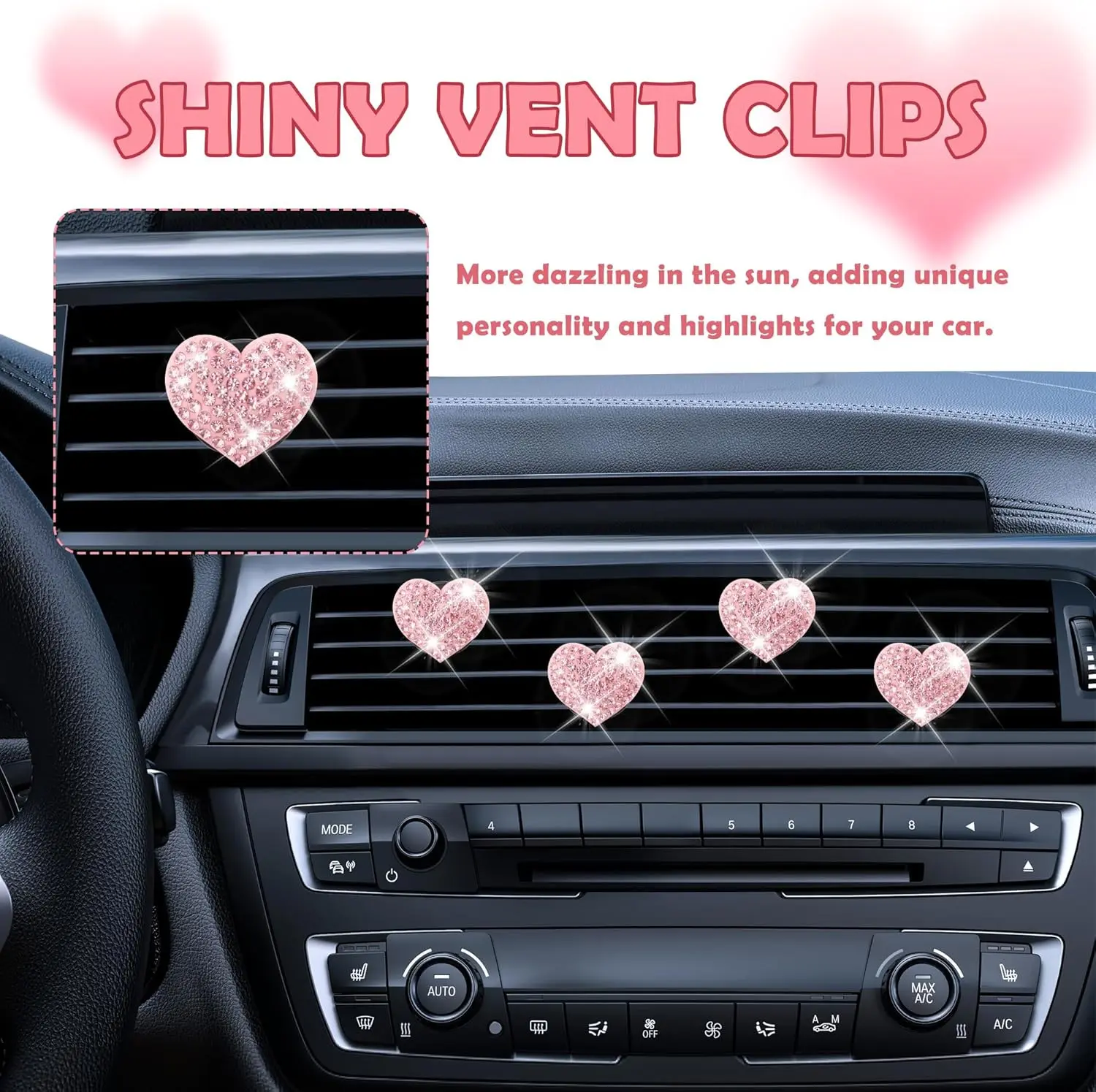 Resin Heart Rhinestone Car Air Vent Perfume